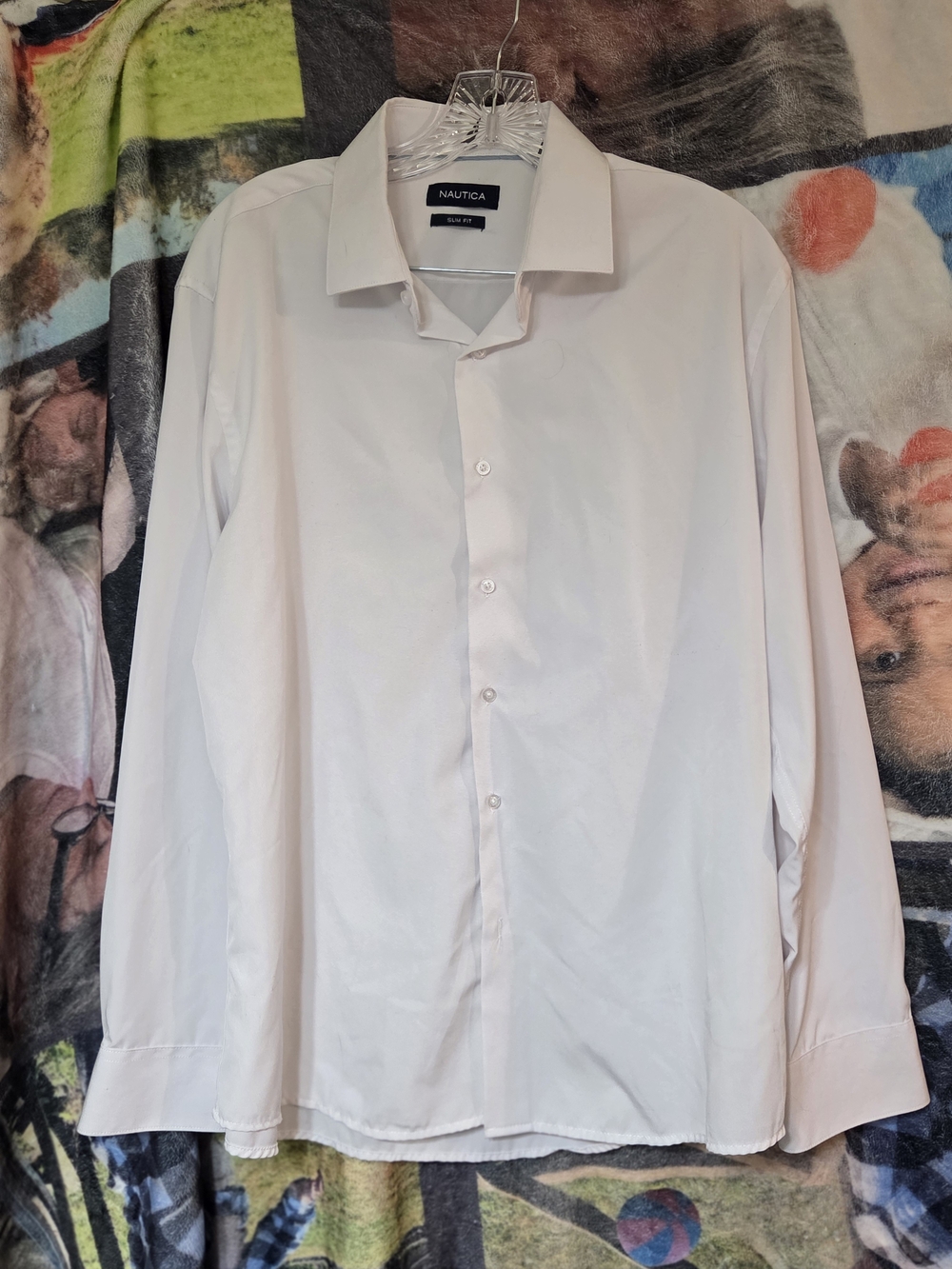 Nautica Men's Light White Button-Up Dress Shirt